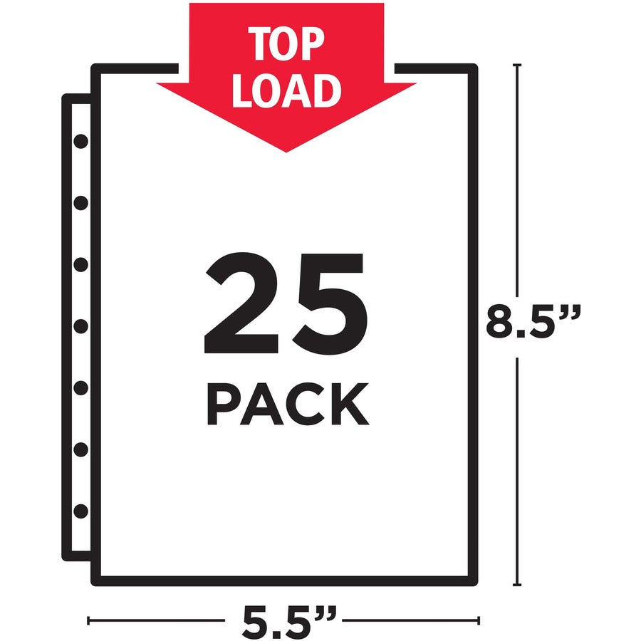 Avery&reg; Mini Diamond Clear Heavyweight Sheet Protectors - 1 x Sheet Capacity - For 5 1/2" x 8 1/2" Sheet - 7 x Holes - 3 x Rings - Top Loading - Rectangular - Clear - Polypropylene - 25 / Pack