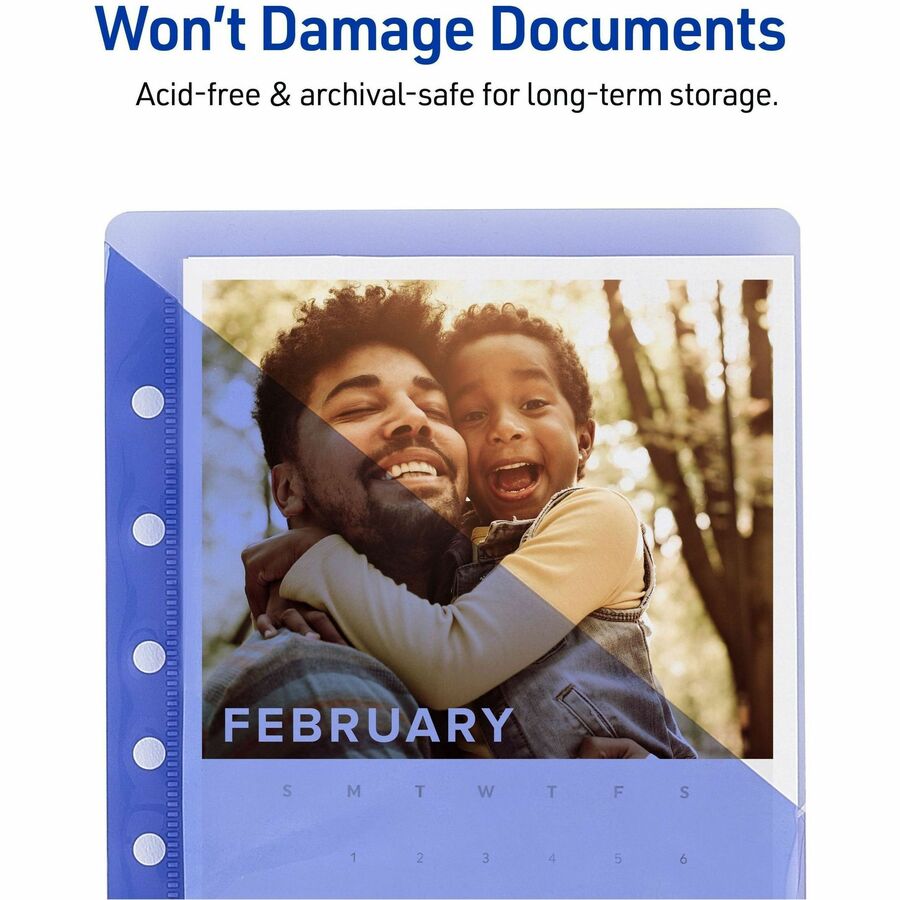 20 x Sheet, Paper, Photograph, Document Capacity - For 5 1/2" x 8 1/2" Sheet - 7 x Holes - Ring Binder - Rectangular - Green, Orange, Yellow, Purple, Blue - Polypropylene, Plastic - 5 / Pack