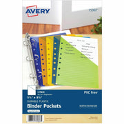 20 x Sheet, Paper, Photograph, Document Capacity - For 5 1/2" x 8 1/2" Sheet - 7 x Holes - Ring Binder - Rectangular - Green, Orange, Yellow, Purple, Blue - Polypropylene, Plastic - 5 / Pack