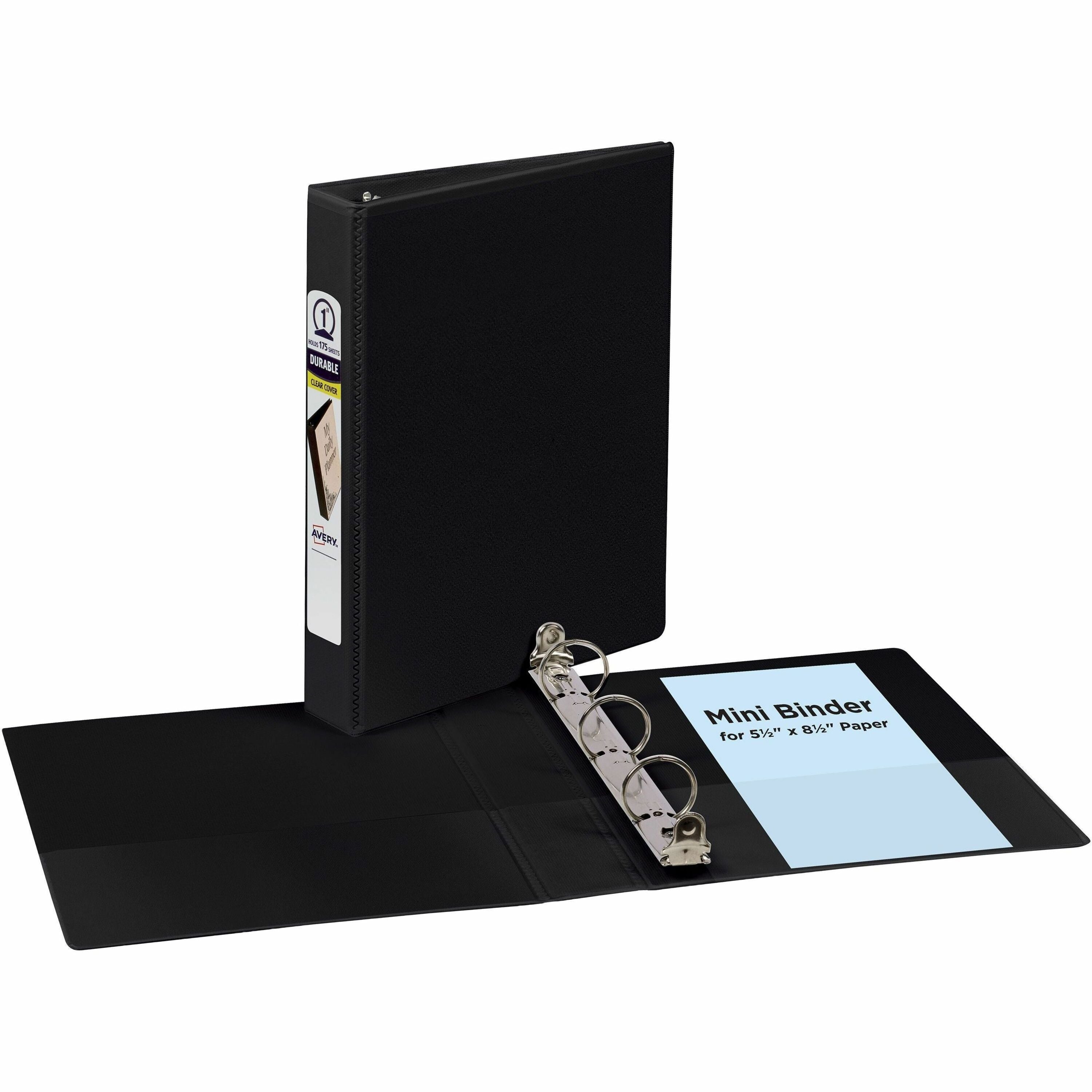 Avery&reg; Durable View Binder 1" , Round Rings, 5½" x 8½" , Black