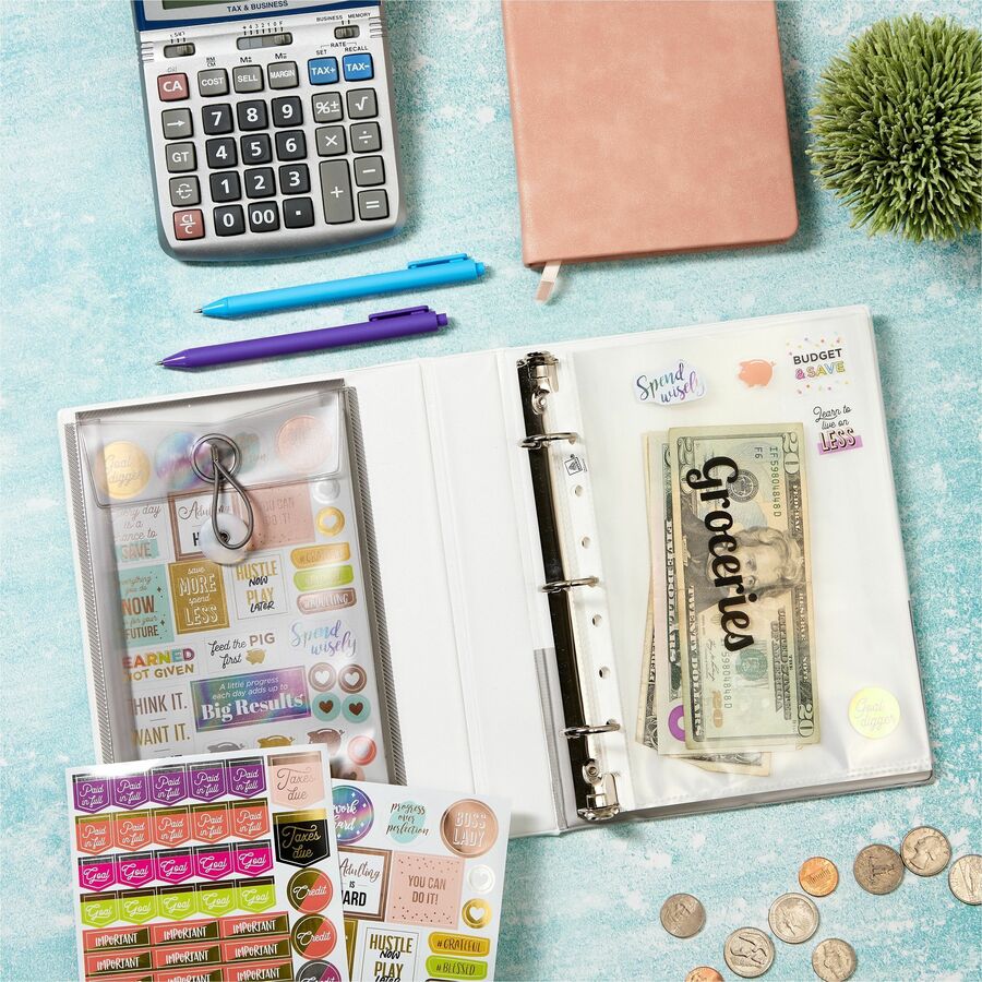 1" Binder Capacity - Half-letter - 5 1/2" x 8 1/2" Sheet Size - 175 Sheet Capacity - 175 Ring(s) - Fastener(s): Round Ring - Pocket(s): 2 - Polypropylene - Adhesive, Durable, Pocket, Recyclable, Water Resistant - 1 Each