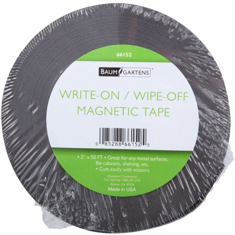Zeus Write On/Wipe Off Magnetic Label Tape 50' x 2" WHITE