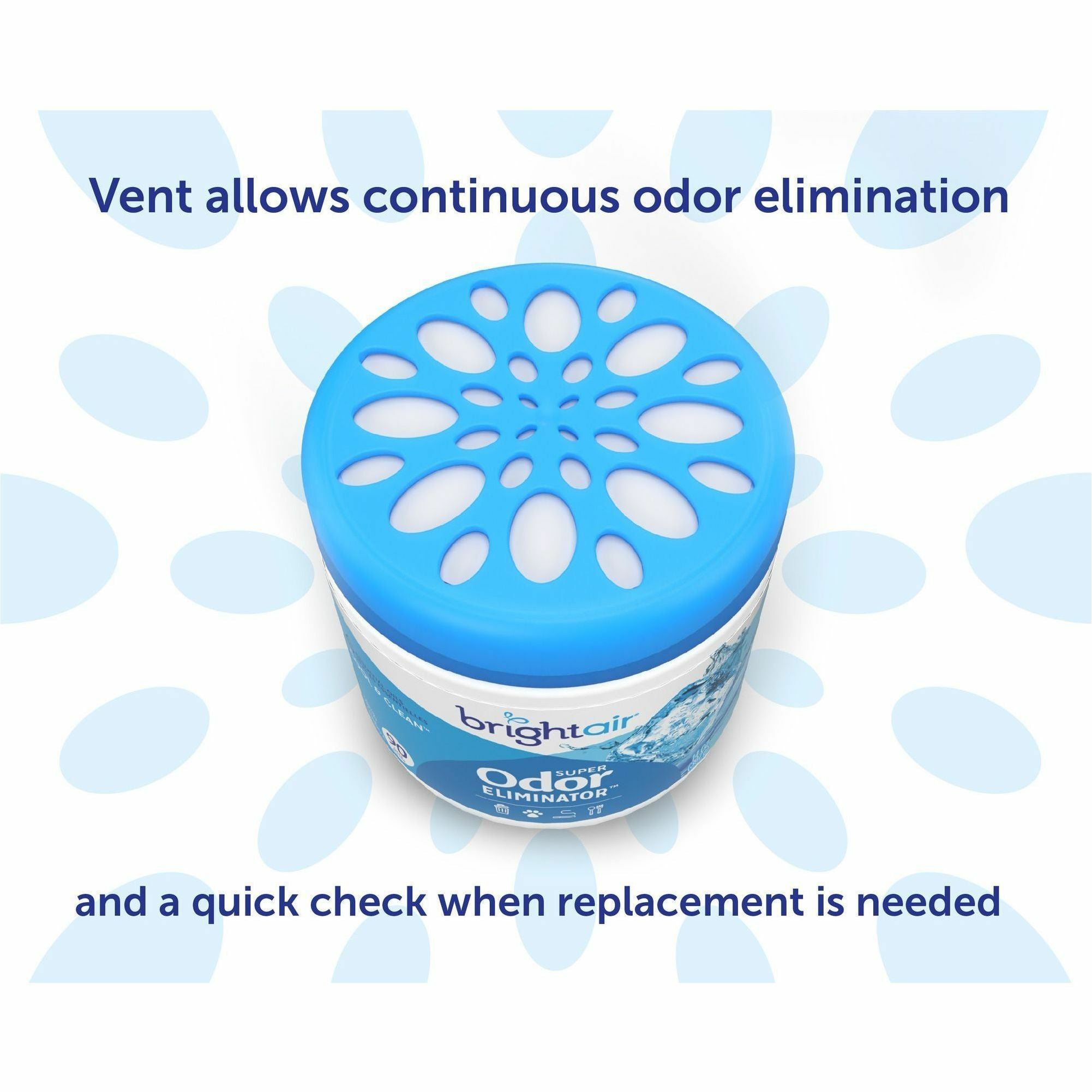 Bright Air Super Odor Eliminator Air Freshener - Gel - 450 ft³ - 14 fl oz (0.4 quart) - Cool, Clean - 60 Day - 1 Each