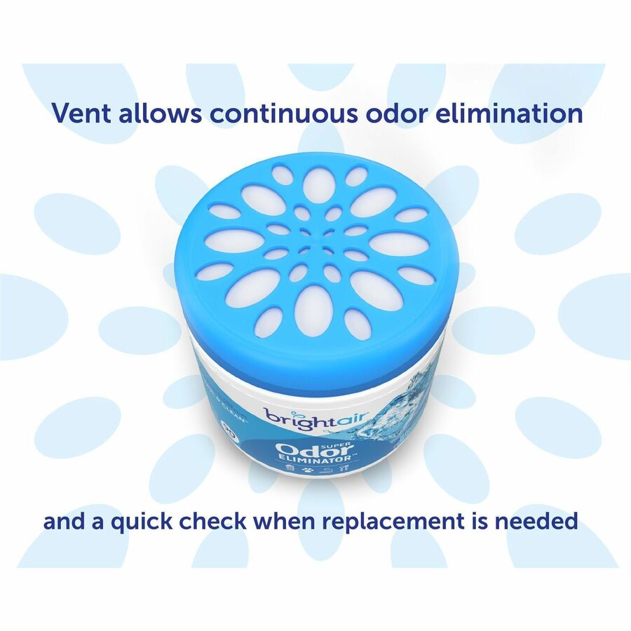 Bright Air Super Odor Eliminator Air Freshener - Gel - 450 ft³ - 14 fl oz (0.4 quart) - Cool, Clean - 60 Day - 1 Each