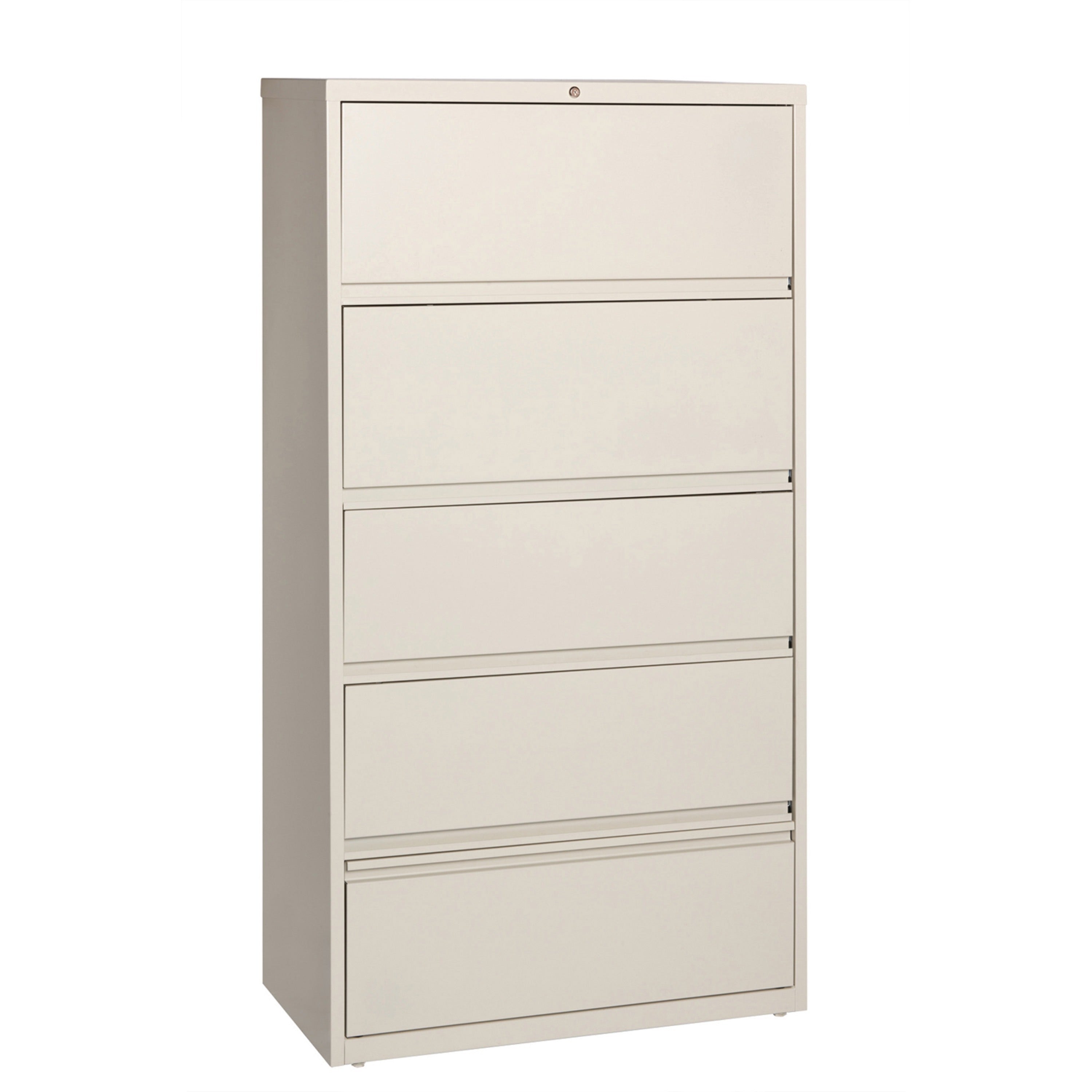 Lorell Fortress Lateral File with Roll-Out Shelf - 36" Width x 18.6" Depth x 68.8" Height - 5 x Drawer(s) for File - A4, Legal, Letter - Ball-bearing Suspension, Recessed Handle, Leveling Glide, Heavy Duty, Interlocking - Putty - Steel - Recycled