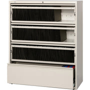 Lorell Fortress Lateral File with Roll-Out Shelf - 42" Width x 18.6" Depth x 52.5" Height - 4 x Drawer(s) for File - Legal, A4, Letter - Heavy Duty, Recessed Handle, Ball-bearing Suspension, Leveling Glide, Interlocking - Putty - Steel - Recycled