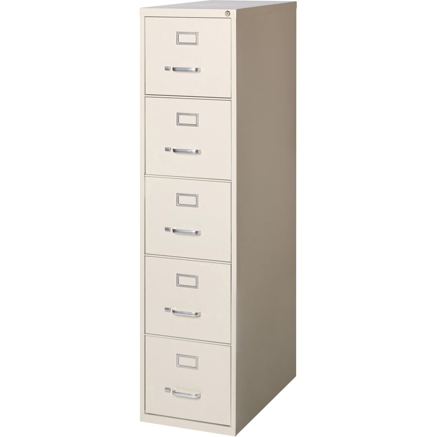Lorell Fortress Series 26-1/2" Commercial-Grade Vertical File Cabinet - 15" Width x 26.5" Depth x 61" Height - 5 x Drawer(s) for File - Letter - Vertical - Ball-bearing Suspension, Heavy Duty, Security Lock - Putty - Steel - Recycled