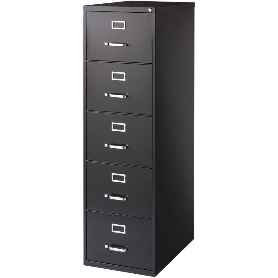 Lorell Fortress Series 26-1/2" Commercial-Grade Vertical File Cabinet - 18" Width x 26.5" Depth x 61" Height - 5 x Drawer(s) for File - Legal - Vertical - Heavy Duty, Security Lock, Ball-bearing Suspension - Black - Steel - Recycled