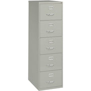 Lorell Fortress Series 26-1/2" Commercial-Grade Vertical File Cabinet - 18" Width x 26.5" Depth x 61" Height - 5 x Drawer(s) for File - Legal - Vertical - Security Lock, Heavy Duty, Ball-bearing Suspension - Light Gray - Steel - Recycled