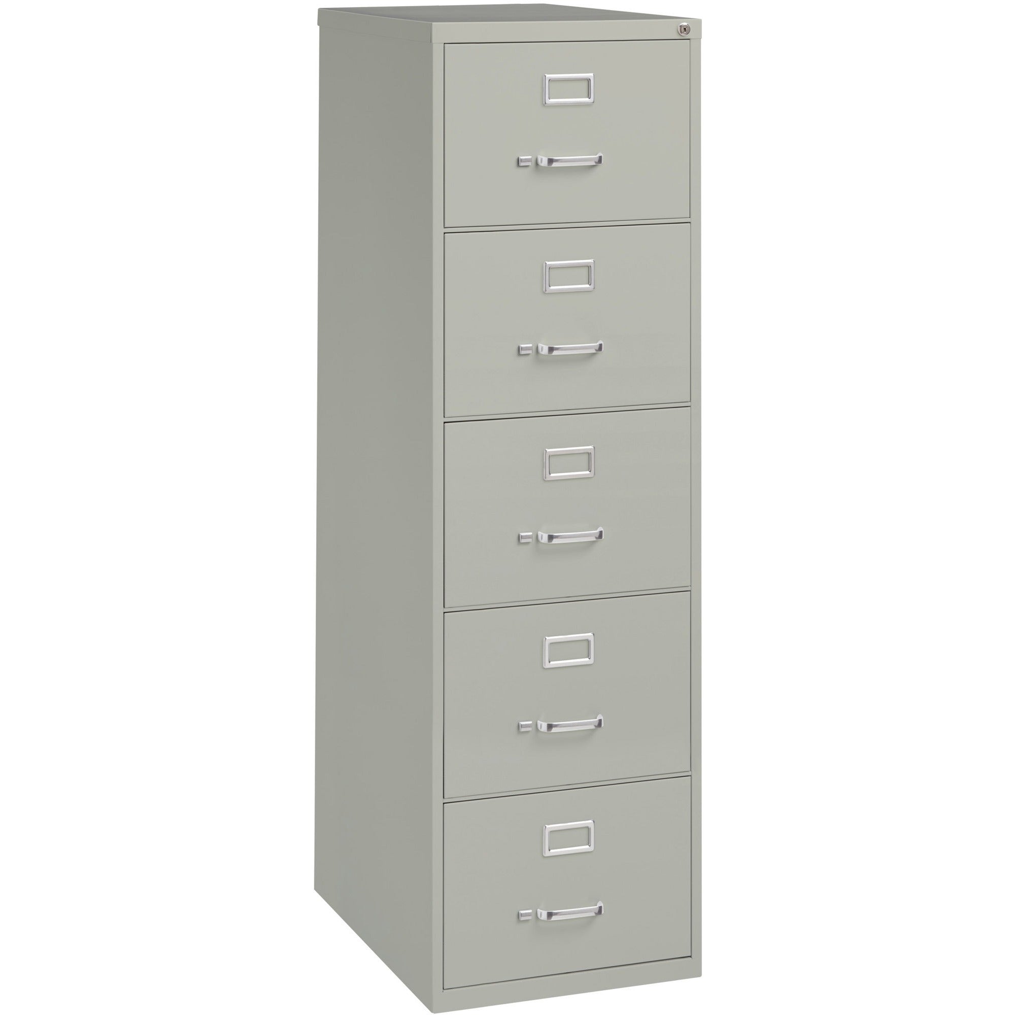 Lorell Fortress Series 26-1/2" Commercial-Grade Vertical File Cabinet - 18" Width x 26.5" Depth x 61" Height - 5 x Drawer(s) for File - Legal - Vertical - Security Lock, Heavy Duty, Ball-bearing Suspension - Light Gray - Steel - Recycled