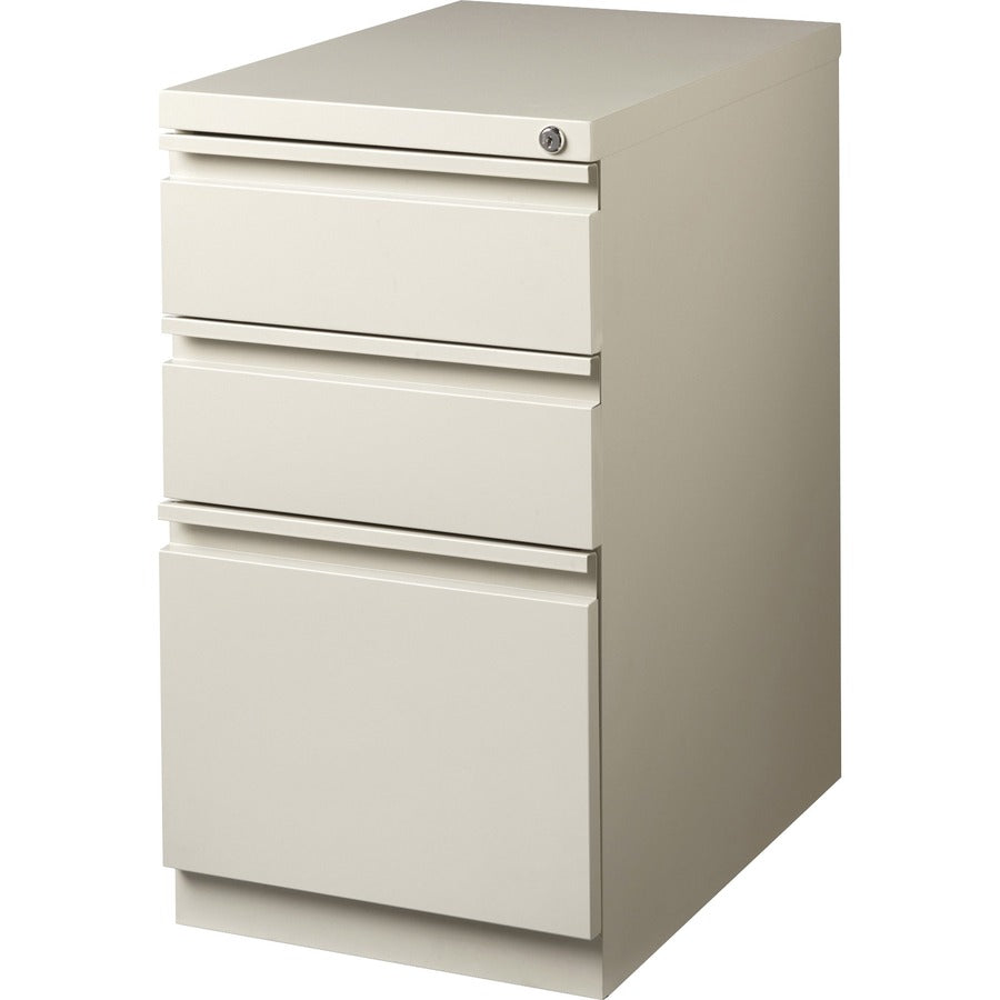 Lorell 20" Box/Box/File Mobile File Cabinet with Full-Width Pull - 15" Width x 20" Depth x 27.7" Height - Letter - Ball-bearing Suspension, Security Lock, Recessed Handle - Putty - Steel - Recycled