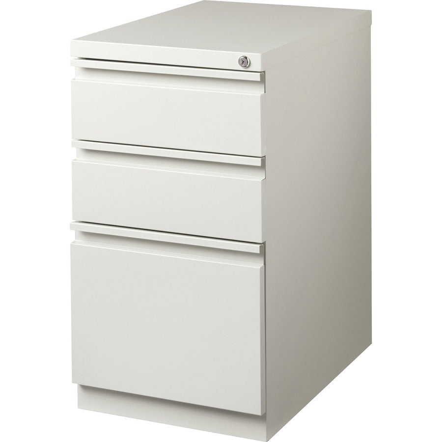 Lorell 20" Box/Box/File Mobile File Cabinet with Full-Width Pull - 15" Width x 20" Depth x 27.7" Height - Letter - Security Lock, Recessed Handle, Ball-bearing Suspension - Light Gray - Steel - Recycled