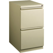 Lorell 20" File/File Mobile File Cabinet with Full-Width Pull - 15" Width x 20" Depth x 27.7" Height - Letter - Recessed Handle, Ball-bearing Suspension, Security Lock - Putty - Steel - Recycled