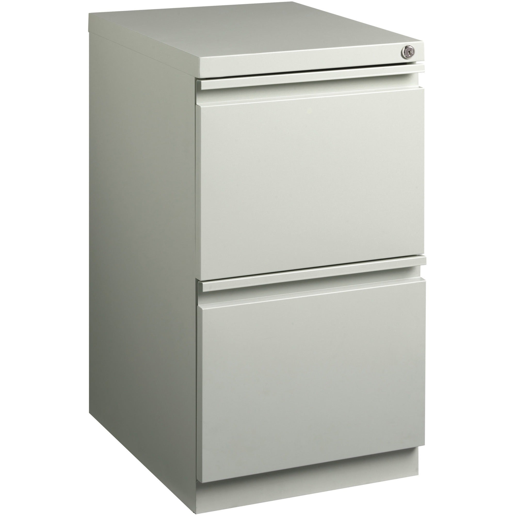 Lorell 20" File/File Mobile File Cabinet with Full-Width Pull - 15" Width x 20" Depth x 27.7" Height - Letter - Ball-bearing Suspension, Recessed Handle, Security Lock - Light Gray - Steel - Recycled
