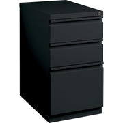 Lorell 23" Box/Box/File Mobile File Cabinet with Full-Width Pull - 15" Width x 22.9" Depth x 27.7" Height - Letter - Vertical - Security Lock, Recessed Handle, Ball-bearing Suspension - Black - Steel - Recycled