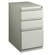 Lorell 23" Box/Box/File Mobile File Cabinet with Full-Width Pull - 15" Width x 22.9" Depth x 27.7" Height - 3 x Drawer(s) for Box, File - Letter - Vertical - Ball-bearing Suspension, Security Lock, Recessed Handle - Light Gray - Steel - Recycled