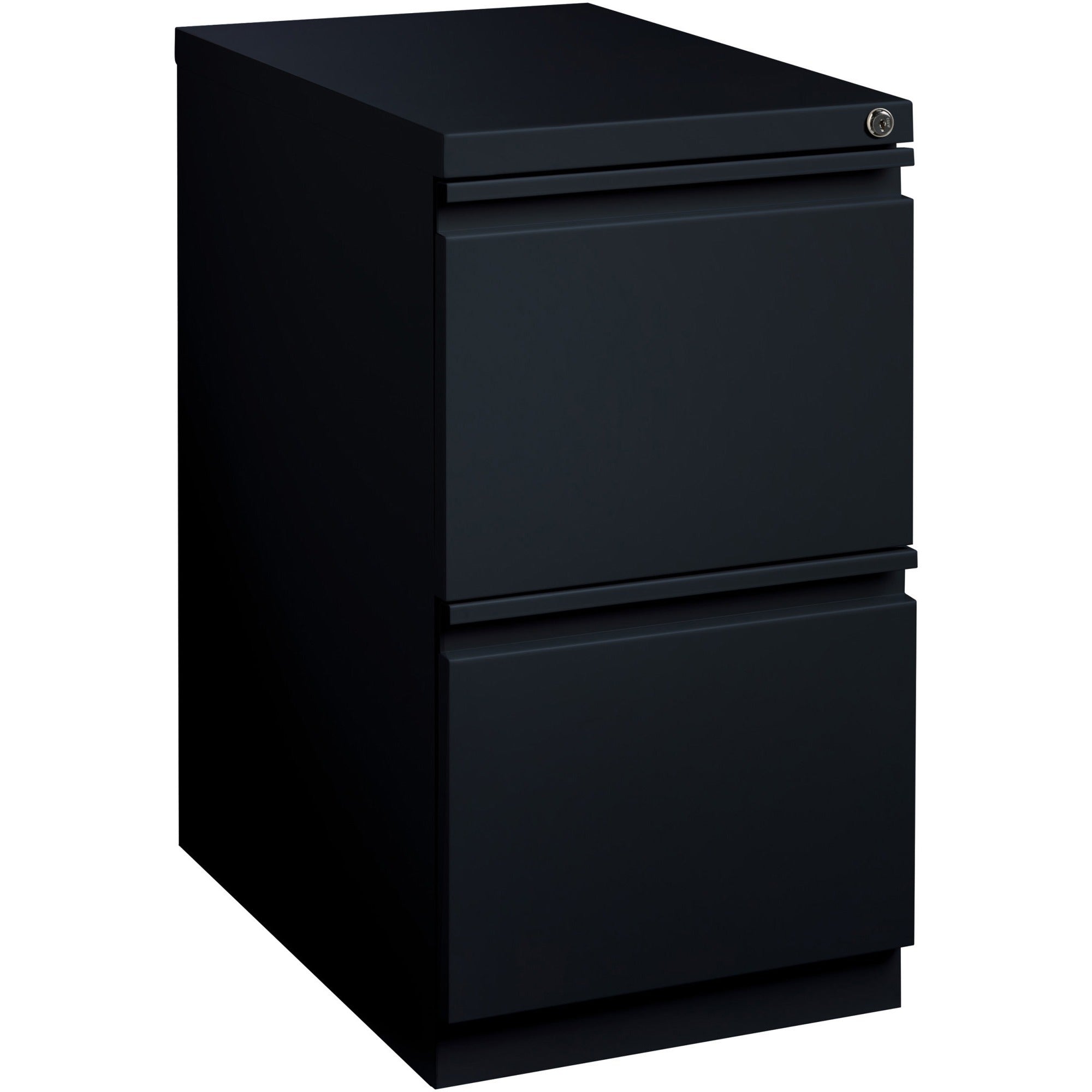 Lorell 23" File/File Mobile File Cabinet with Full-Width Pull - 15" Width x 22.9" Depth x 27.7" Height - Letter - Vertical - Recessed Handle, Ball-bearing Suspension, Security Lock - Black - Steel - Recycled