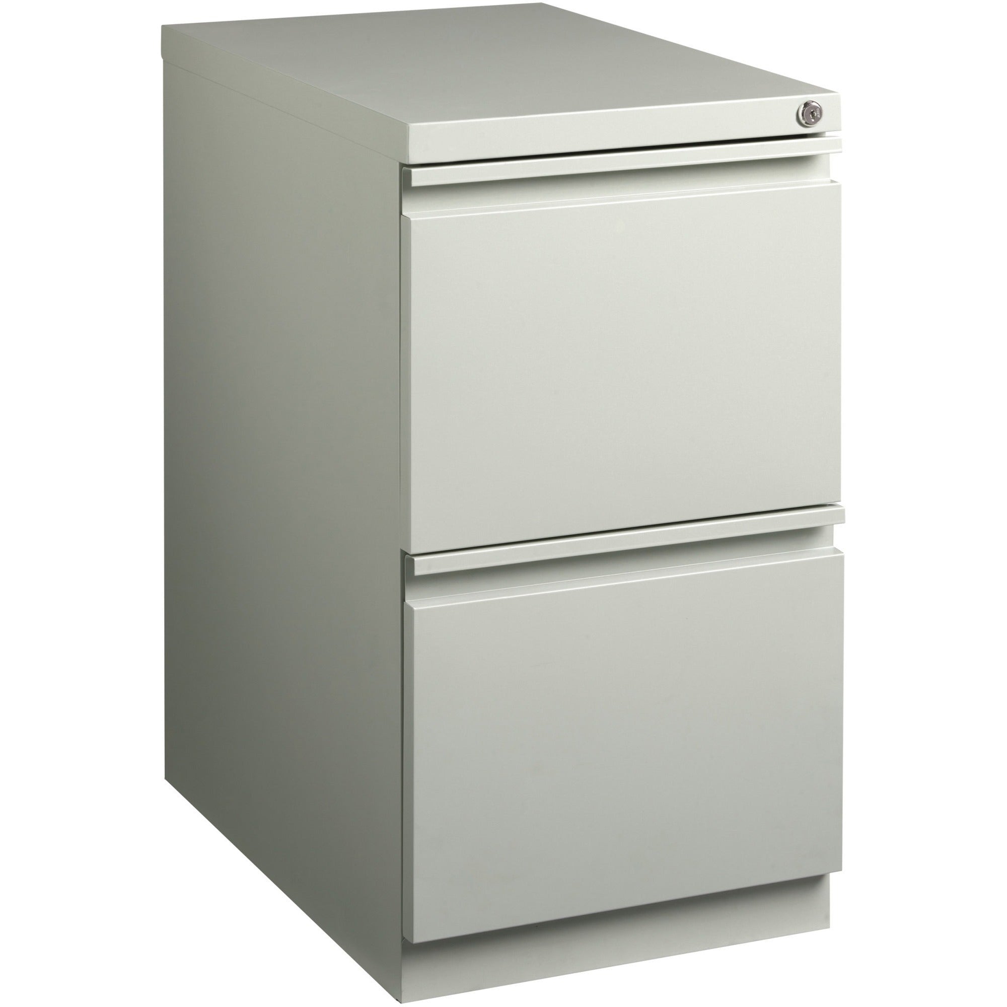 Lorell 23" File/File Mobile File Cabinet with Full-Width Pull - 15" Width x 22.9" Depth x 27.7" Height - 2 x Drawer(s) for File - Letter - Vertical - Ball-bearing Suspension, Security Lock, Recessed Handle - Light Gray - Steel - Recycled