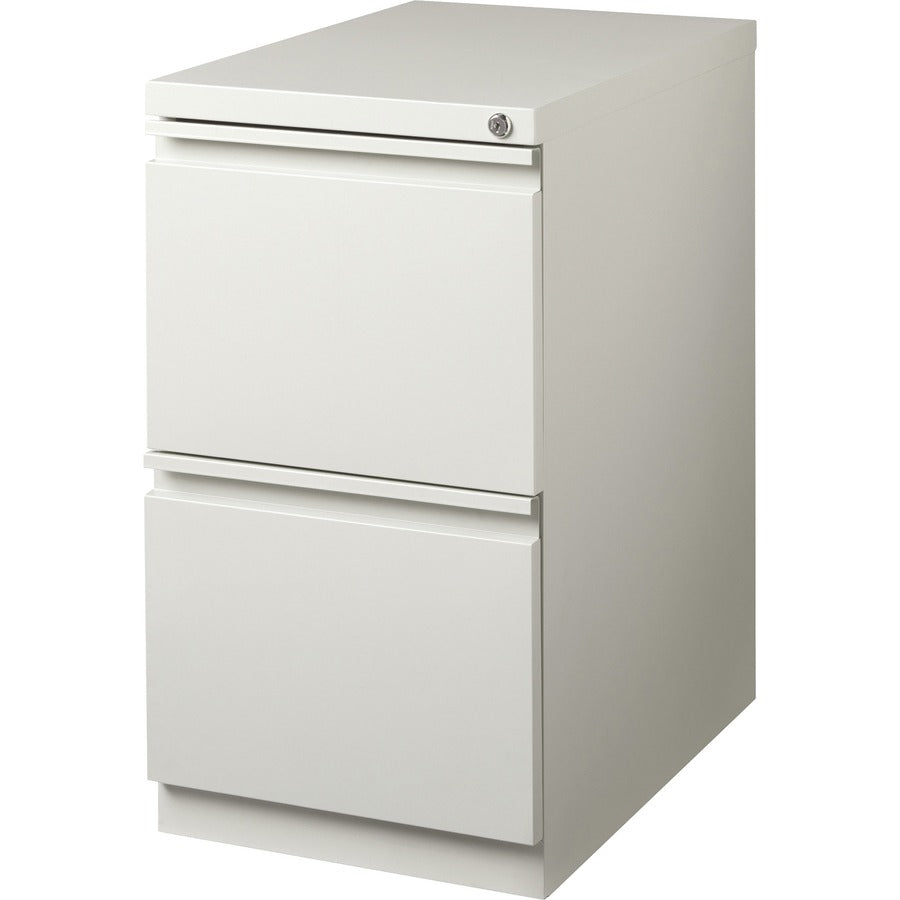 Lorell 23" File/File Mobile File Cabinet with Full-Width Pull - 15" Width x 22.9" Depth x 27.7" Height - 2 x Drawer(s) for File - Letter - Vertical - Ball-bearing Suspension, Security Lock, Recessed Handle - Light Gray - Steel - Recycled
