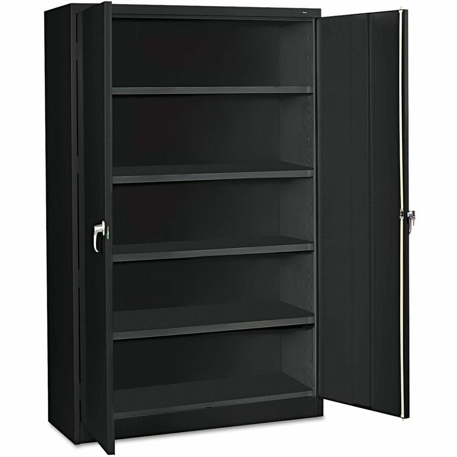 Tennsco Jumbo Storage Cabinet - 48" Width x 24" Depth x 78" Height - 5 x Shelf(ves) - 2 x Door(s) - 2000 lb Load Capacity - Leveling Glide, Recessed Handle, Security Lock - Black - Steel - Recycled