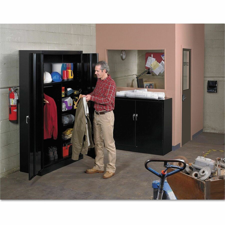 Tennsco Jumbo Storage Cabinet - 48" Width x 24" Depth x 78" Height - 5 x Shelf(ves) - 2 x Door(s) - 2000 lb Load Capacity - Security Lock, Recessed Handle, Leveling Glide - Putty - Steel - Recycled