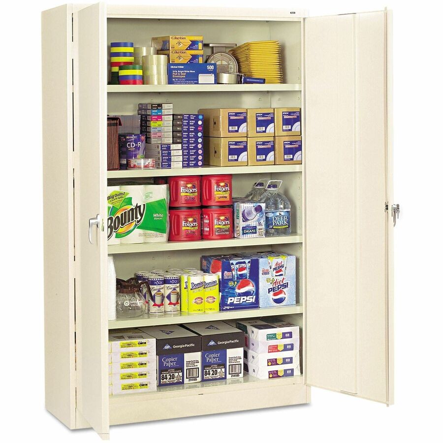 Tennsco Jumbo Storage Cabinet - 48" Width x 24" Depth x 78" Height - 5 x Shelf(ves) - 2 x Door(s) - 2000 lb Load Capacity - Security Lock, Recessed Handle, Leveling Glide - Putty - Steel - Recycled