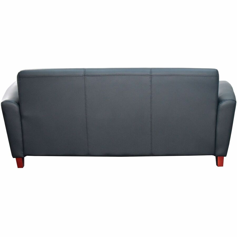 Lorell Accession Reception Sofa - 75" x 34.5" x 31.3" Overall Dimension - Leather Black Seat - Leather Black Back - 1 Each