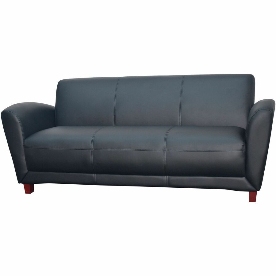 Lorell Accession Reception Sofa - 75" x 34.5" x 31.3" Overall Dimension - Leather Black Seat - Leather Black Back - 1 Each