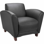 Lorell Accession Club Chair - Black Seat Color - Leather Seat Material - Black Back Color - Leather Back Material - Four-legged Base - 1 Each