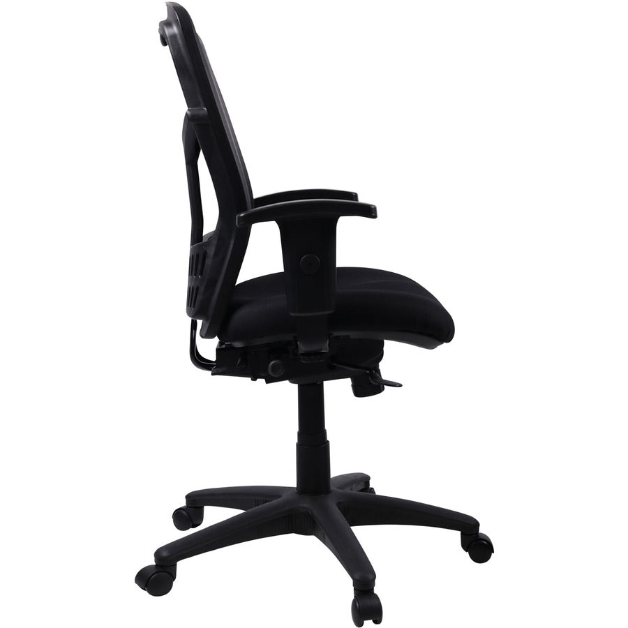 Lorell Executive Mesh High-back Swivel Chair - Black Seat Color - Fabric Seat Material - Steel Frame Material - Black - 1 Each