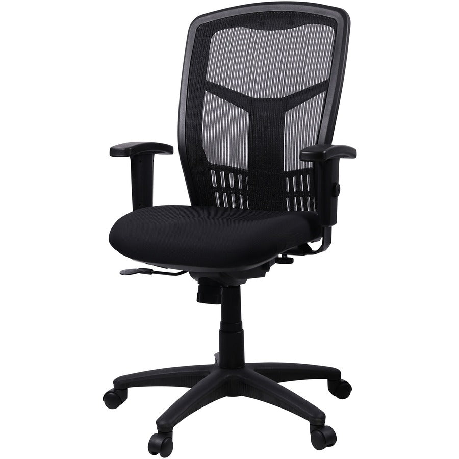 Lorell Executive Mesh High-back Swivel Chair - Black Seat Color - Fabric Seat Material - Steel Frame Material - Black - 1 Each