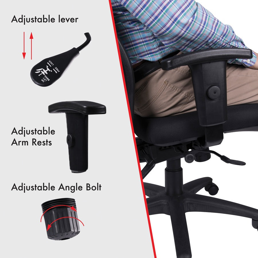 Lorell Executive Mesh High-back Swivel Chair - Black Seat Color - Fabric Seat Material - Steel Frame Material - Black - 1 Each