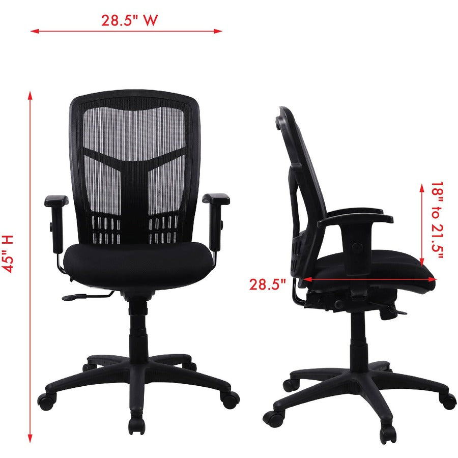 Lorell Executive Mesh High-back Swivel Chair - Black Seat Color - Fabric Seat Material - Steel Frame Material - Black - 1 Each