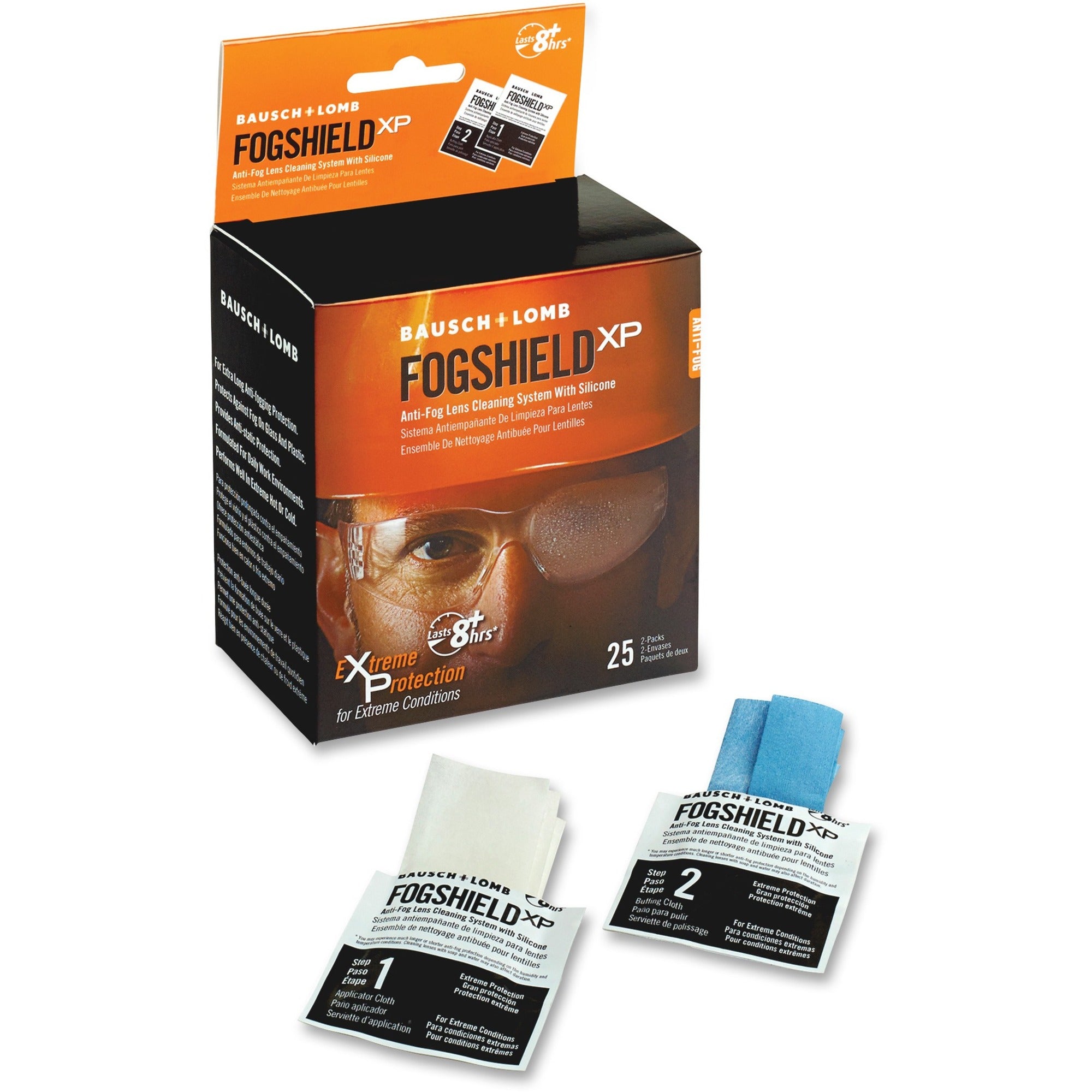 For Safety Glasses, Eyeglasses, Goggle, Face Shield - Anti-static, Pre-moistened - White - 25 / Box