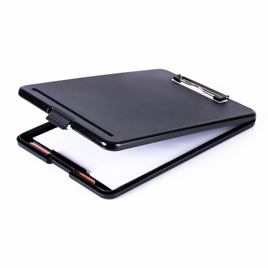 Business Source Storage Clipboard - 8 1/2" x 11" Sheet Size - Plastic - Black - 1 Each