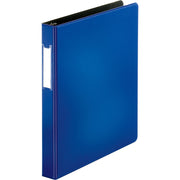 Business Source Slanted D-Ring Binder, 1" Capacity, 3 Rings, 2 Internal Pockets, Blue, PVC-Free, Non-Stick, Heavy Duty, Gap-Free Ring, Spine Label, Non-Glare, 1 Each