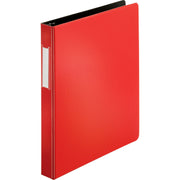 Business Source Slanted D-Ring Binder, 1" Capacity, 3 Rings, 2 Internal Pockets, Red, PVC-Free, Non-Stick, Spine Label, Gap-Free Ring, Non-Glare, Heavy Duty, Open/Closed Triggers, 1 Each