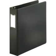 Business Source Slanted D-Ring Binder, 2" Capacity, 3 Rings, 2 Internal Pockets, Black, PVC-Free, Non-Stick, Heavy Duty, Gap-Free Ring, Spine Label, 1 Each