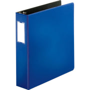 Business Source Slanted D-Ring Binder, 2" Capacity, 3 Rings, 2 Internal Pockets, Blue, PVC-Free, Non-Stick, Spine Label, Gap-Free Ring, Non-Glare, Heavy Duty, Open/Closed Triggers, 1 Each