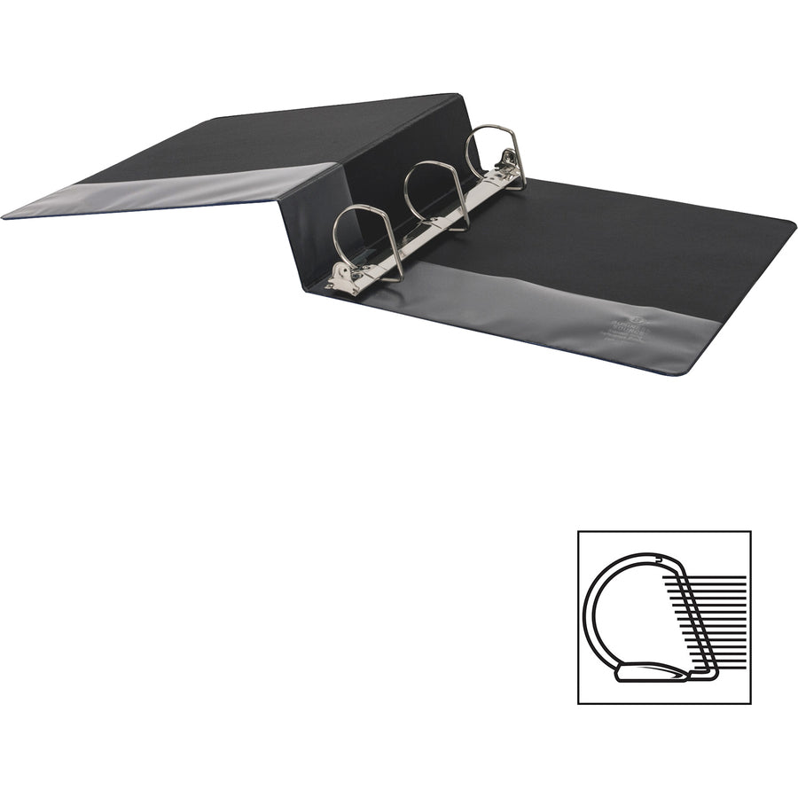 Business Source Slanted D-Ring Binder, 2" Capacity, 3 Rings, 2 Internal Pockets, Blue, PVC-Free, Non-Stick, Spine Label, Gap-Free Ring, Non-Glare, Heavy Duty, Open/Closed Triggers, 1 Each