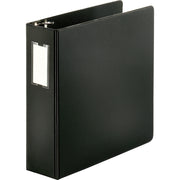 Business Source Slanted D-Ring Binder, 3" Capacity, 3 Rings, 2 Internal Pockets, Black, Polypropylene/Chipboard, Heavy Duty, Non-stick, Spine Label, Gap-free Ring, 1 Each
