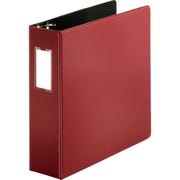 Business Source Slanted D-Ring Binder, 3" Capacity, 3 Rings, 2 Internal Pockets, Burgundy, PVC-Free, Non-Stick, Heavy Duty, Spine Label, Gap-Free Ring, Non-Glare, 1 Each