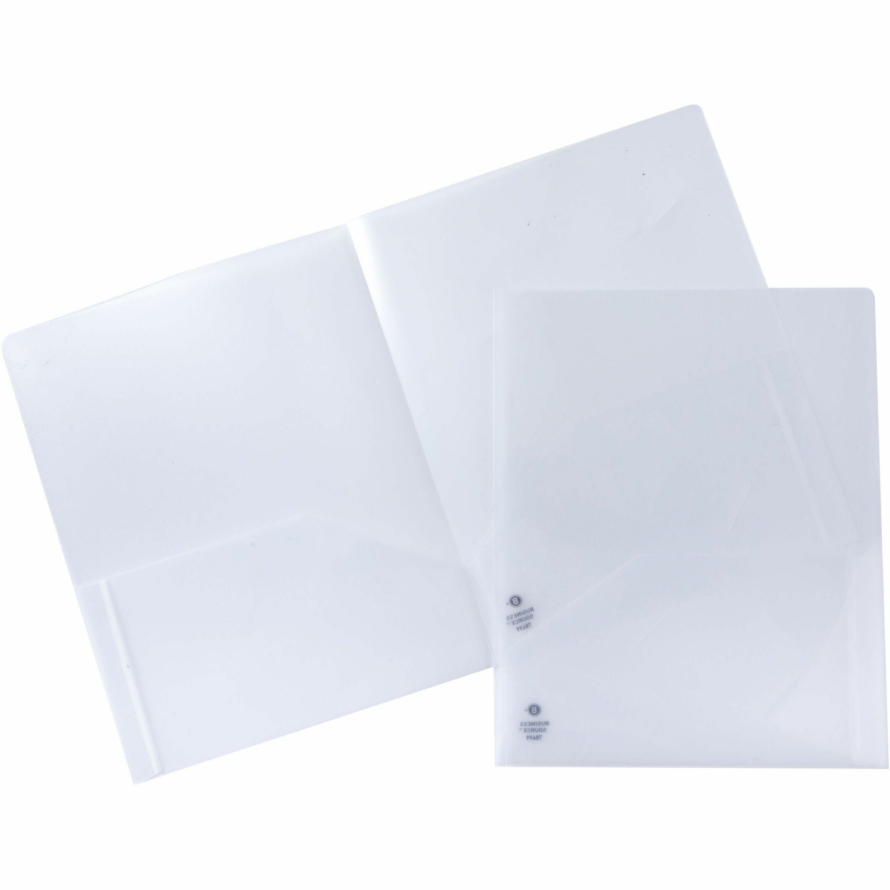 8 1/2" x 11" - 60 Sheets Capacity - 2 Pocket(s) - Poly - Clear - 5 / Pack