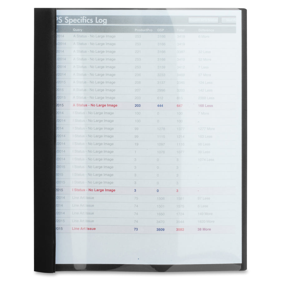 Business Source Letter Report Cover - 1/2" Folder Capacity - 8 1/2" x 11" - 100 Sheets Capacity - 3 x Prong Fastener(s) - Black - Durable, Non-stick, Heavy Duty, Water Resistant, Textured - 1 Box