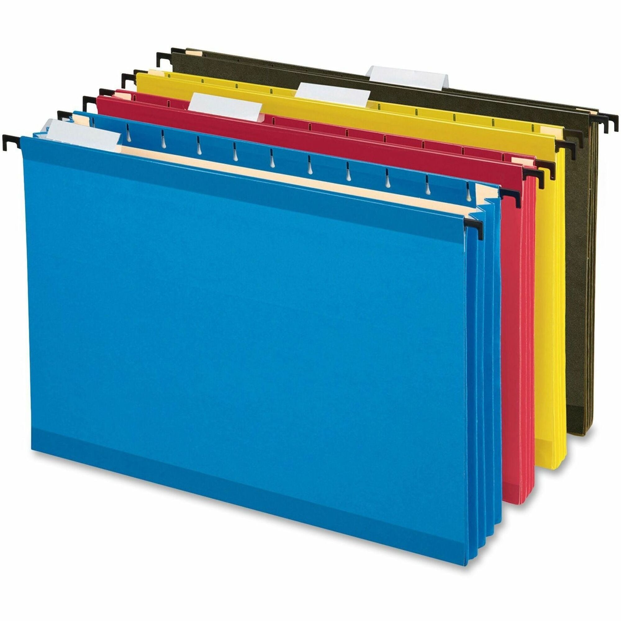Pendaflex SureHook Legal Hanging Folders, 3-1/2" Capacity, 8-1/2" x 14", 11 pt. Poly, Assorted Colors (Blue, Red, Yellow, Green), Reinforced, 10% Recycled, 4 Pack