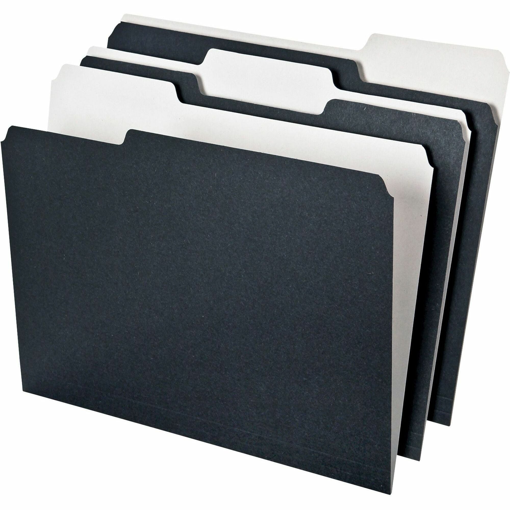 Top Tab Location - Assorted Tab Position - 11 pt. - Black, White - 100% Recycled - 50 / Pack