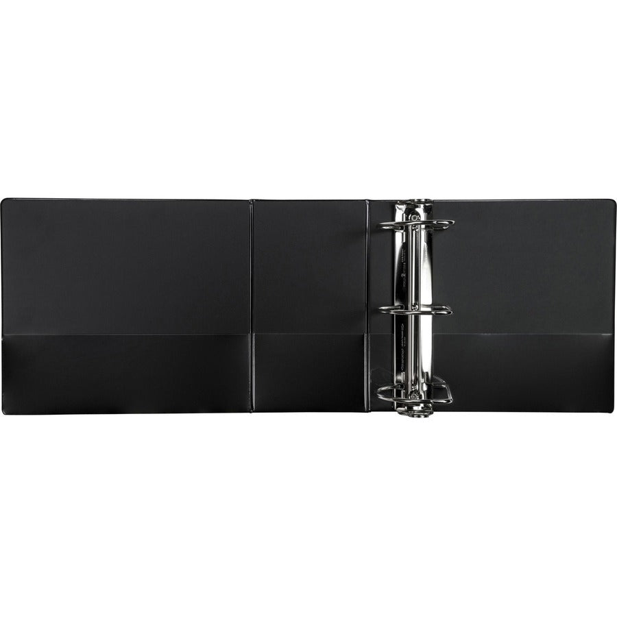Samsill Durable View Binder, 6" D-Ring, 1225 Sheet Capacity, Letter Size, 2 Internal Pockets, Black, 1 Each