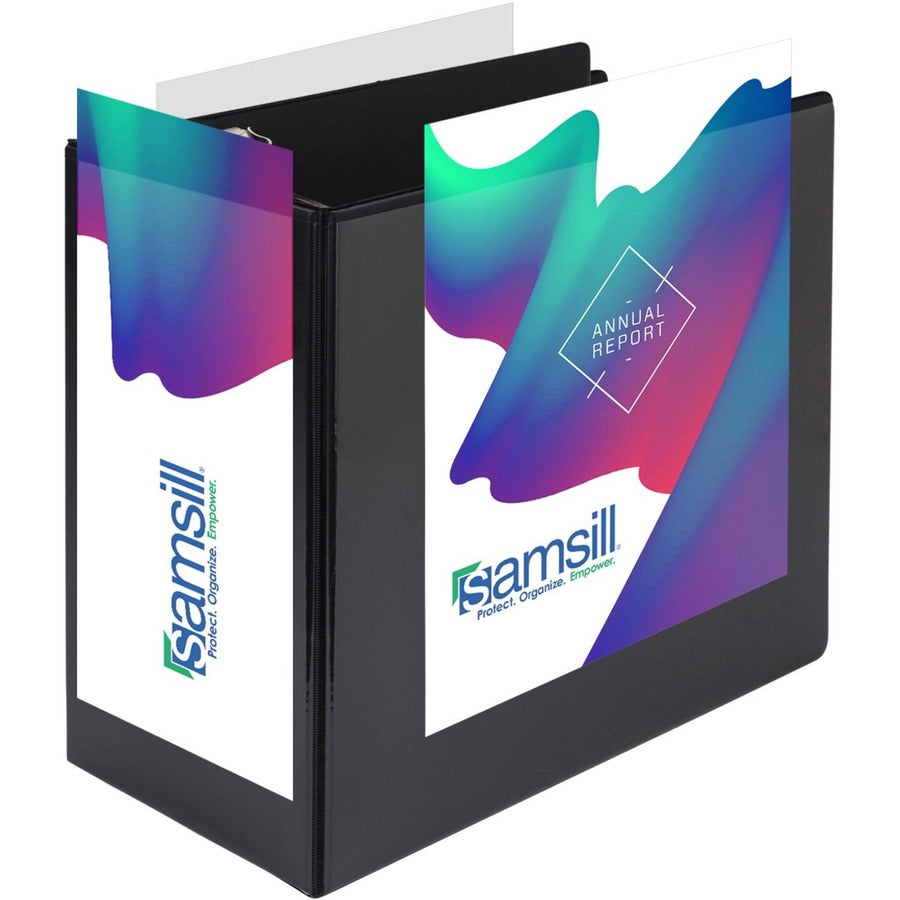 Samsill Durable View Binder, 6" D-Ring, 1225 Sheet Capacity, Letter Size, 2 Internal Pockets, Black, 1 Each