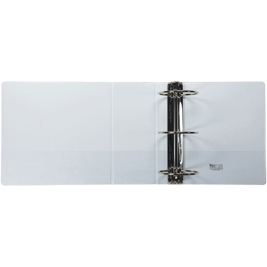 Samsill Earth's Choice Plant-based Durable View Binder, 5" Capacity, 3 Round Rings, Letter Size, 875 Sheet Capacity, 2 Internal Pockets, White, 1 Each