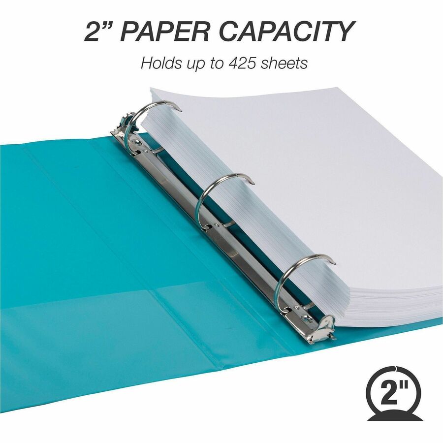Samsill Earth's Choice Plant-based 2" 3-Ring View Binders, Letter Size, 425 Sheet Capacity, Turquoise, 2 per Pack
